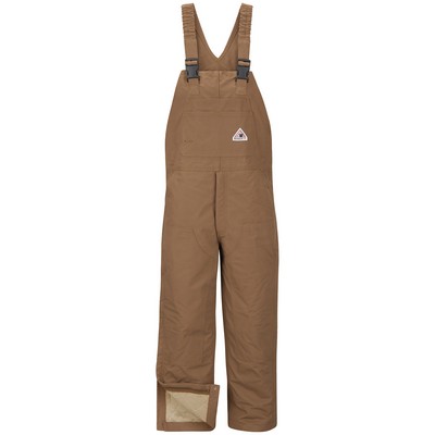 Bulwark Men's Heavyweight FR Insulated Brown Duck Bib Overall with Knee Zip