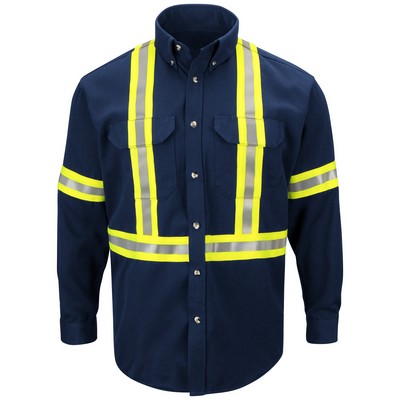 Bulwark® Men's Midweight FR Enhanced Visibility Uniform Shirt with Reflective Trim