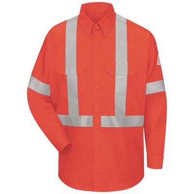 Bulwark Men's Lightweight FR Enhanced Visibility Uniform Shirt with Reflective Trim