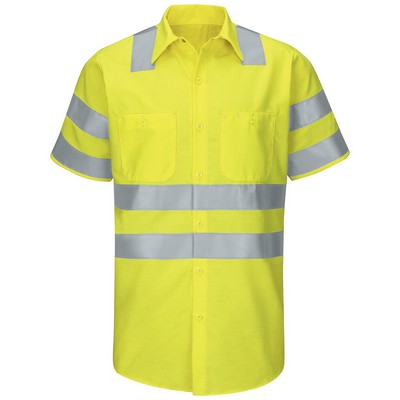 Red Kap® Men's Hi-Visibility Short Sleeve Ripstop Work Shirt - Type R, Class 3
