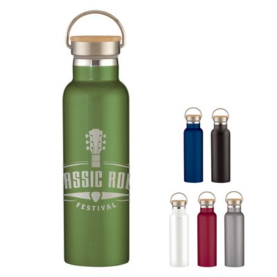 21 Oz. Full Laser Tipton Stainless Steel Bottle With Bamboo Lid